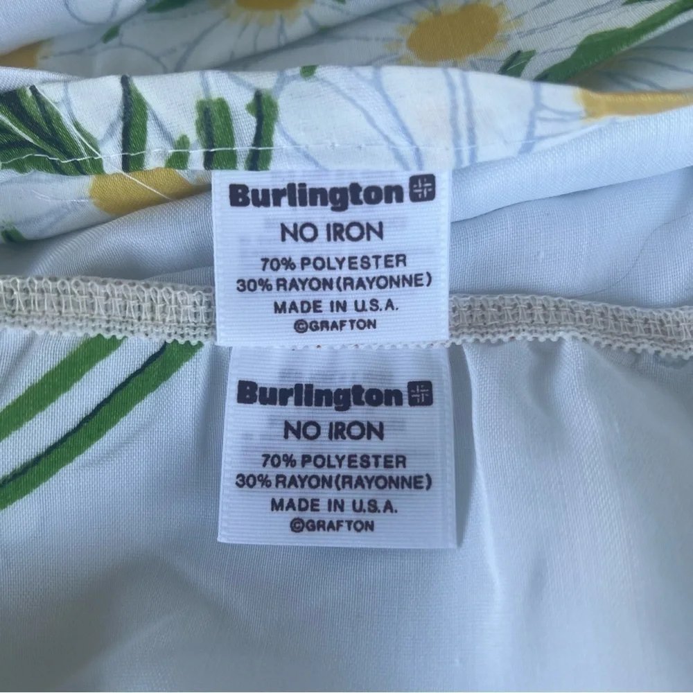 VTG Burlington Vera Daisy No Iron 2-Piece Floral Full Sheet Set Made in USA READ